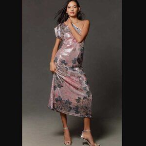New MP Anthropologie x Porridge one-shoulder floral sequin maxi dress M Petite